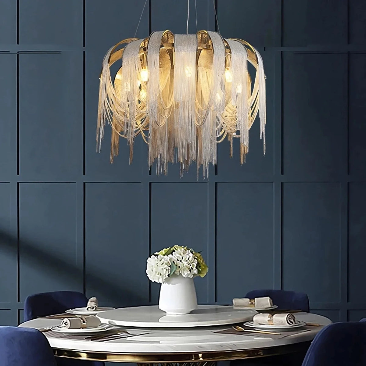 Teresa  Cadena Chain Tassel Modern Chandelier