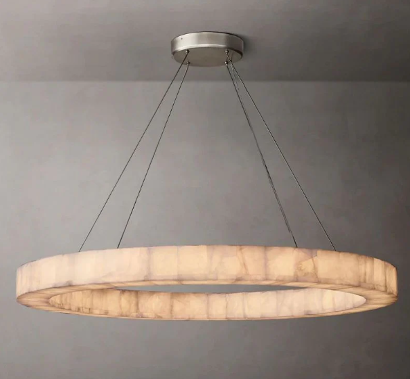 Rivage Alabaster Chandelier 60"- Satin Nickel